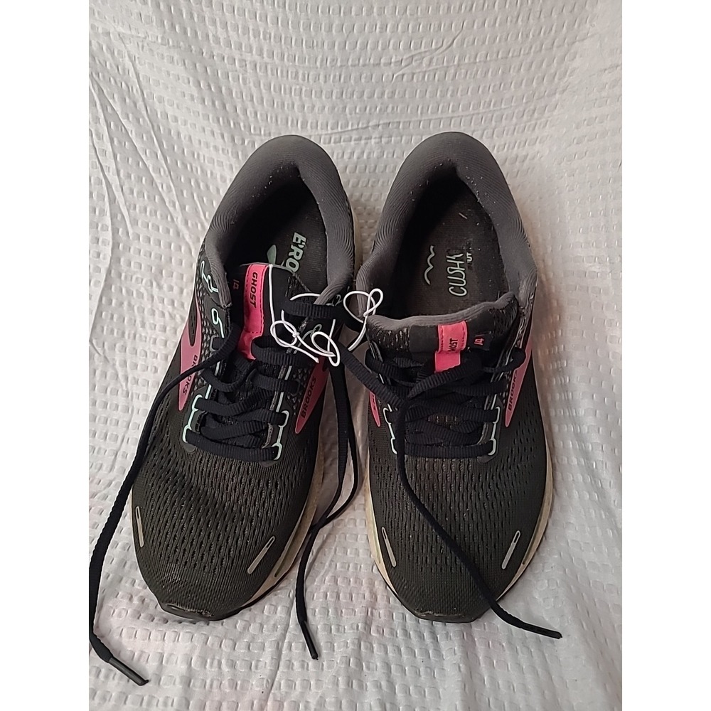 Brooks Ghost 14 Womens Running Shoes Black Pink Mint 1203561D013 Wide D Size 8
